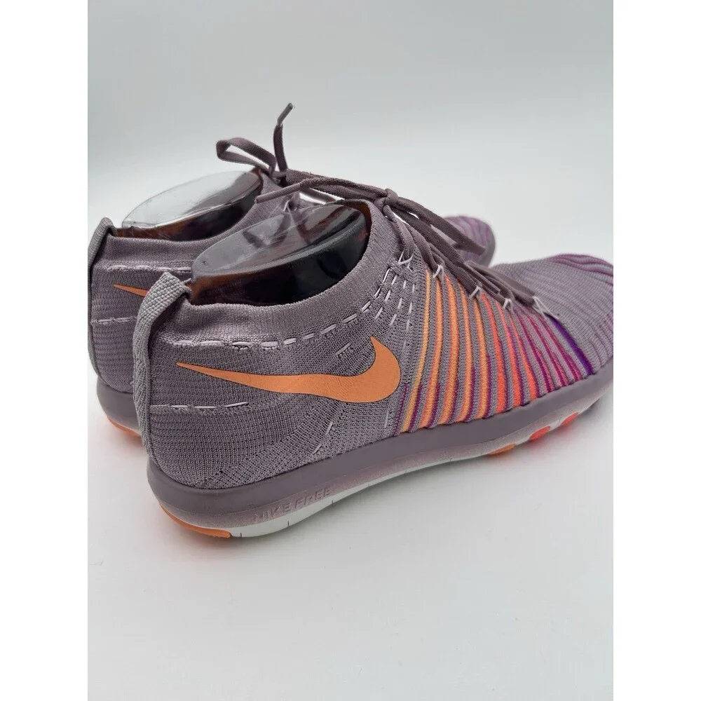 Nike Free Transform Flyknit Purple Orange Mango Womens Running Shoes Size 11